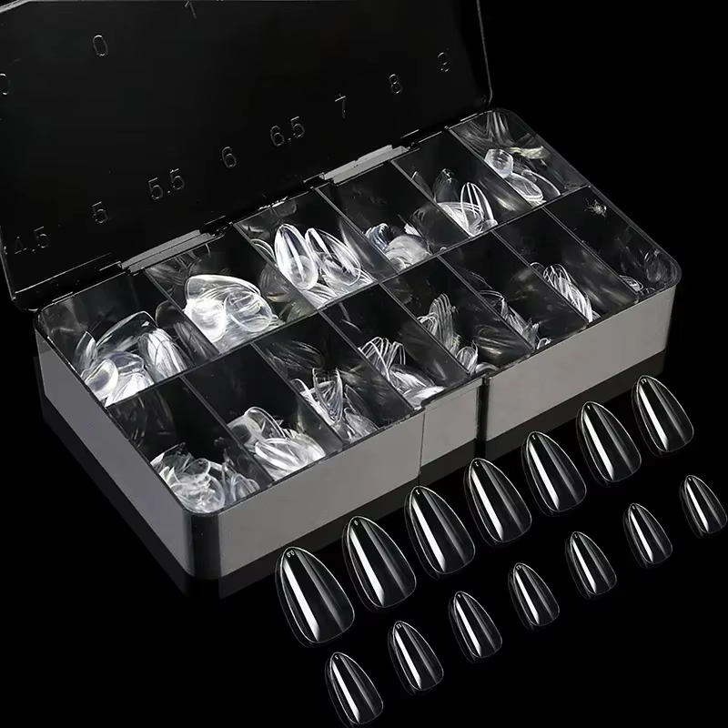 Boîte de faux-points en Gel souple, cercueil de Ballet sculpté naturel, amande, couverture complète, qualité supérieure, fournitures pour ongles