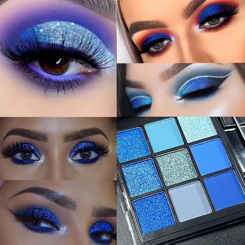 Palette de fards à paupières bleu