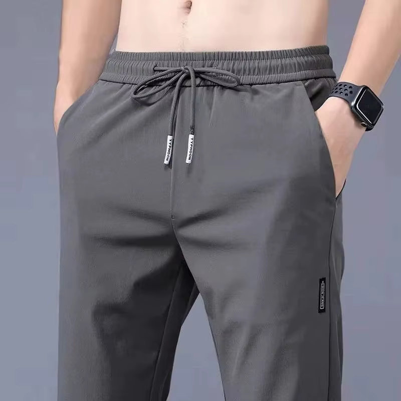 Pantalons pour hommes 2025 été nouveau noir gris mince affaires pantalons décontractés en plein air élastique respirant jambe droite pantalons de survêtement