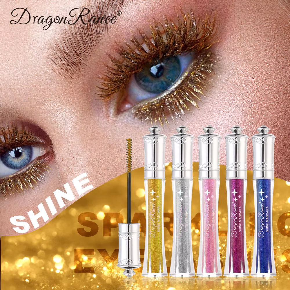 Mascara coloré diamant brillant bleu paillettes scintillantes
