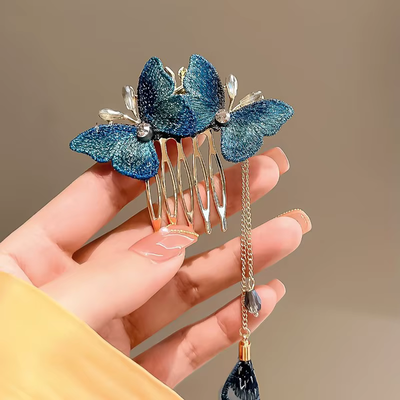 Pince à Cheveux Papillon Bleu Foncé pour Femme