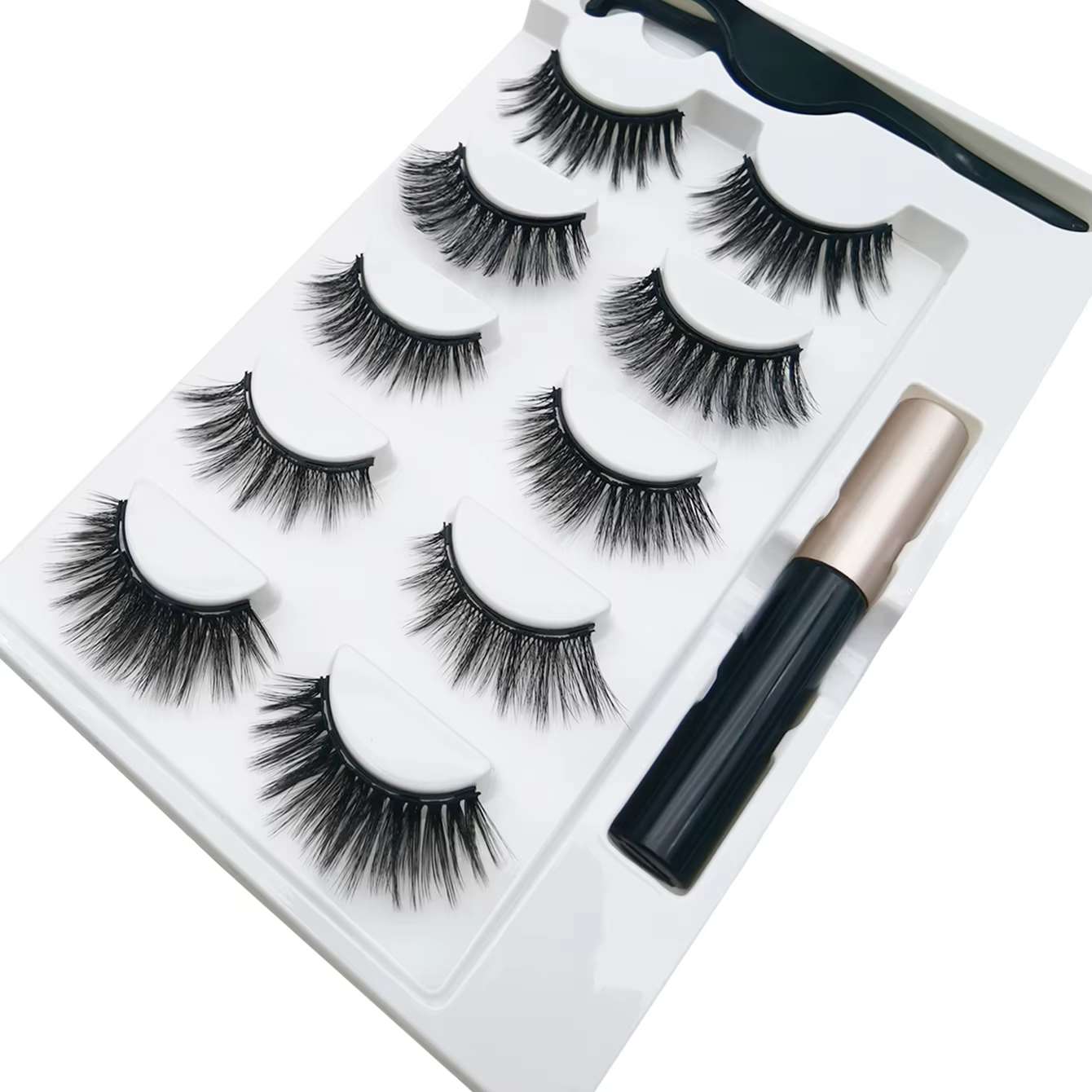 5 paires de faux cils magnétiques 8D