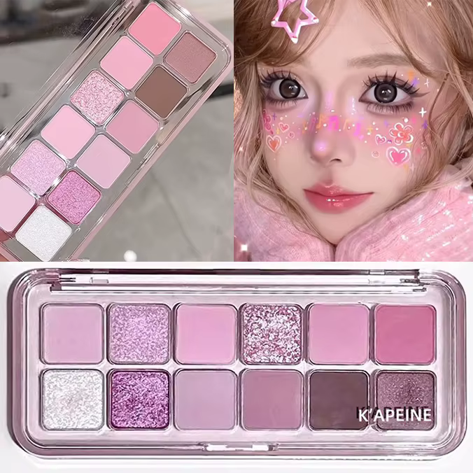 Palette de fards à paupières 12 couleurs cerise prune