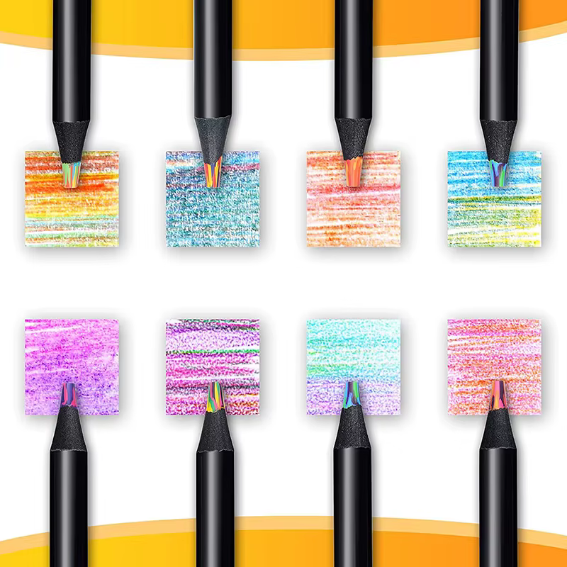 Ensemble de crayons de couleur arc-en-ciel concentriques pour enfants, crayons de peinture Kawaii, crayons de dessin, école, 12 couleurs, aléatoire, 1 pièce
