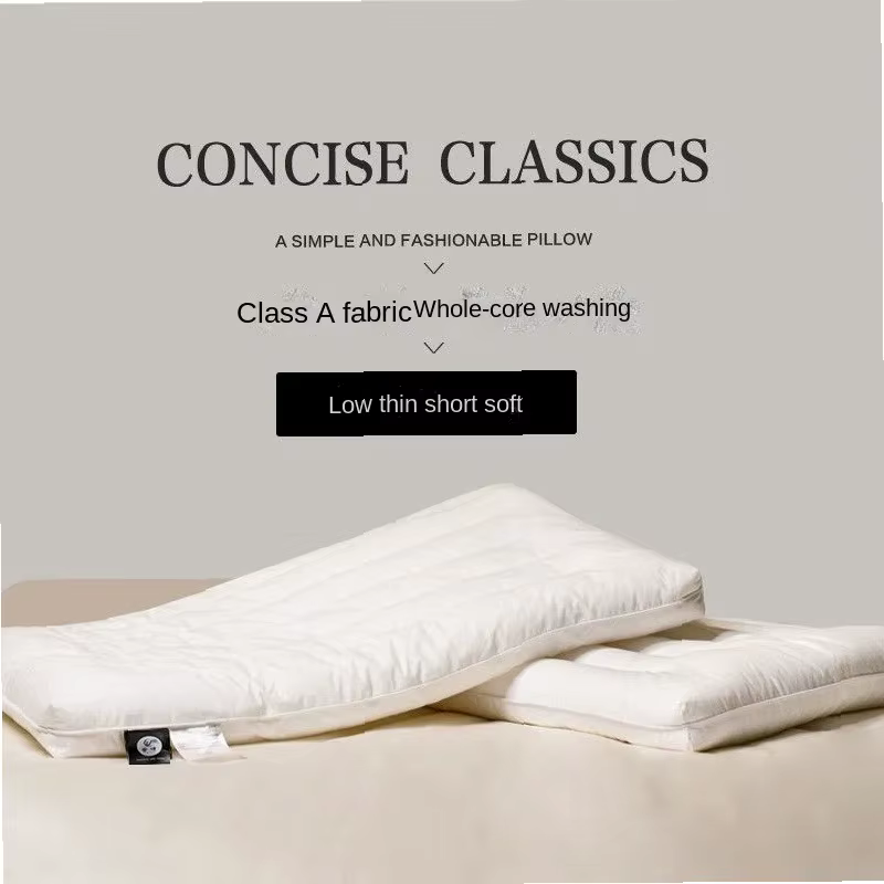 Oreiller en coton pur à profil bas, soutien cervical, pour adultes, hommes et femmes, étudiants, simple, doux, ultra-fin, pour filles, oreiller plat à profil bas