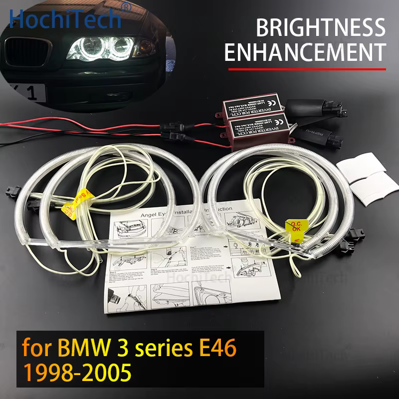 Kit yeux d'ange CCFL de haute qualité, anneau blanc pour BMW série 3 E46 1998 – 2005 316i 318i 320d 320i 323i 325i 328i Demon Eye