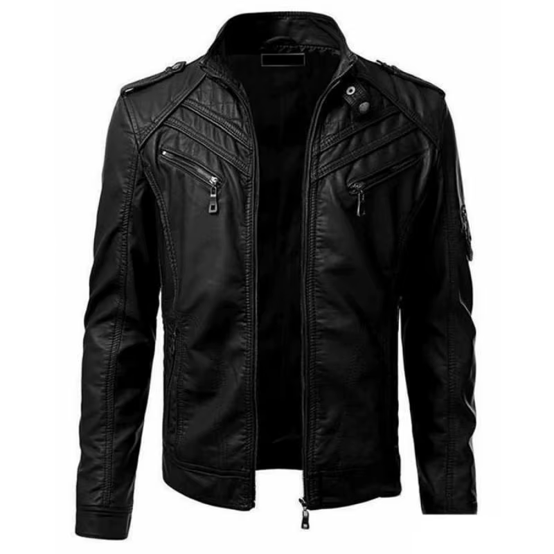 Hommes veste en simili cuir moto 5Xl hommes vestes noir Jaqueta De Couro Masculina vêtements d'extérieur mâle coupe ajustée Pu manteaux en cuir homme