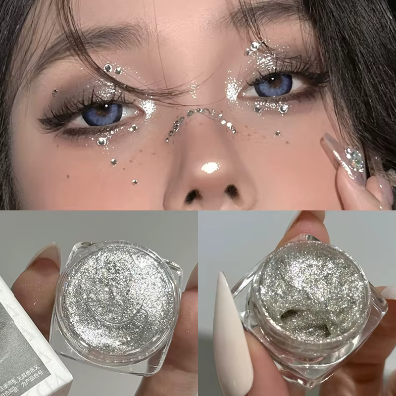 Pots de fard à paupières en Gel liquide à paillettes éblouissantes