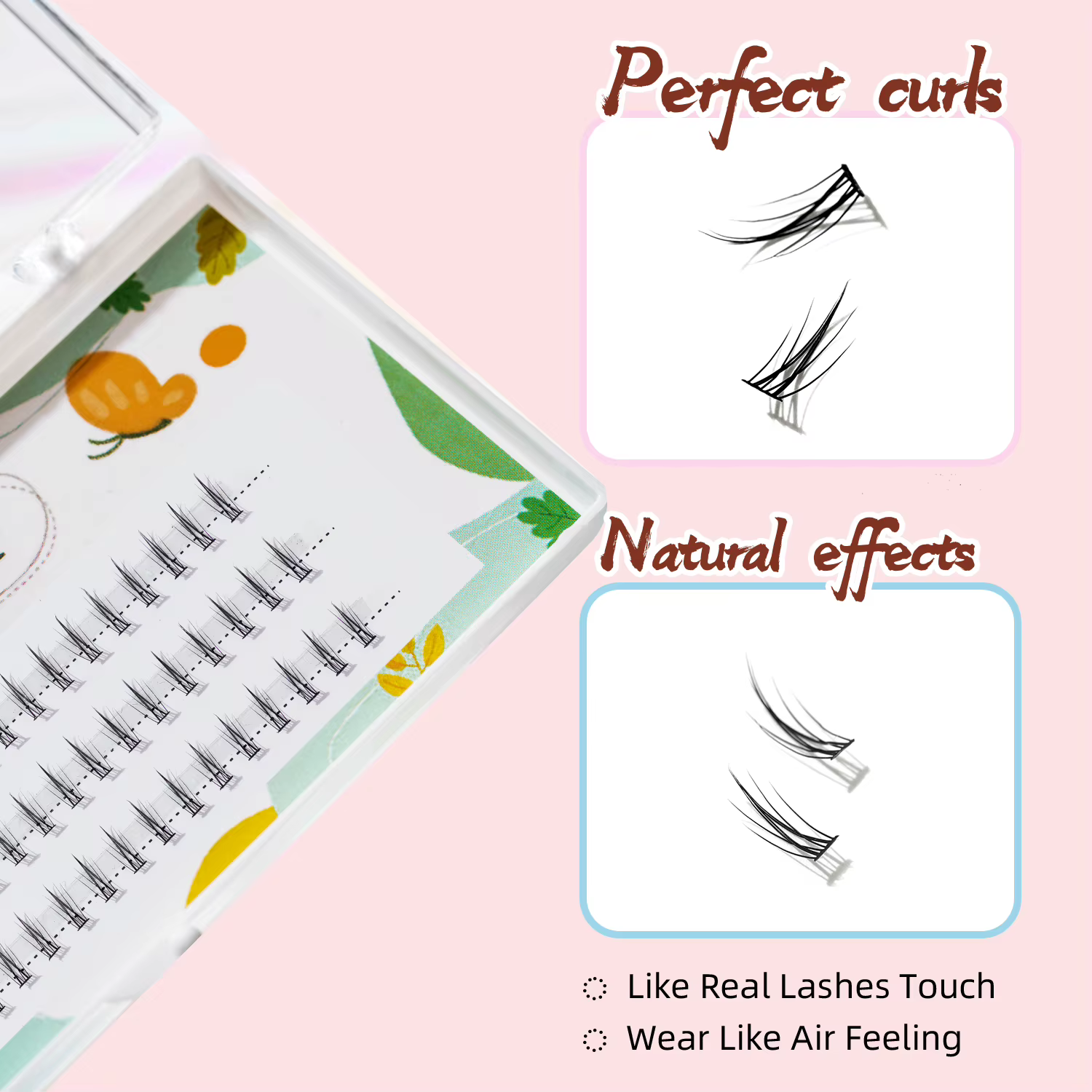 3 rangées de 60 bouquets de cils inférieurs naturels