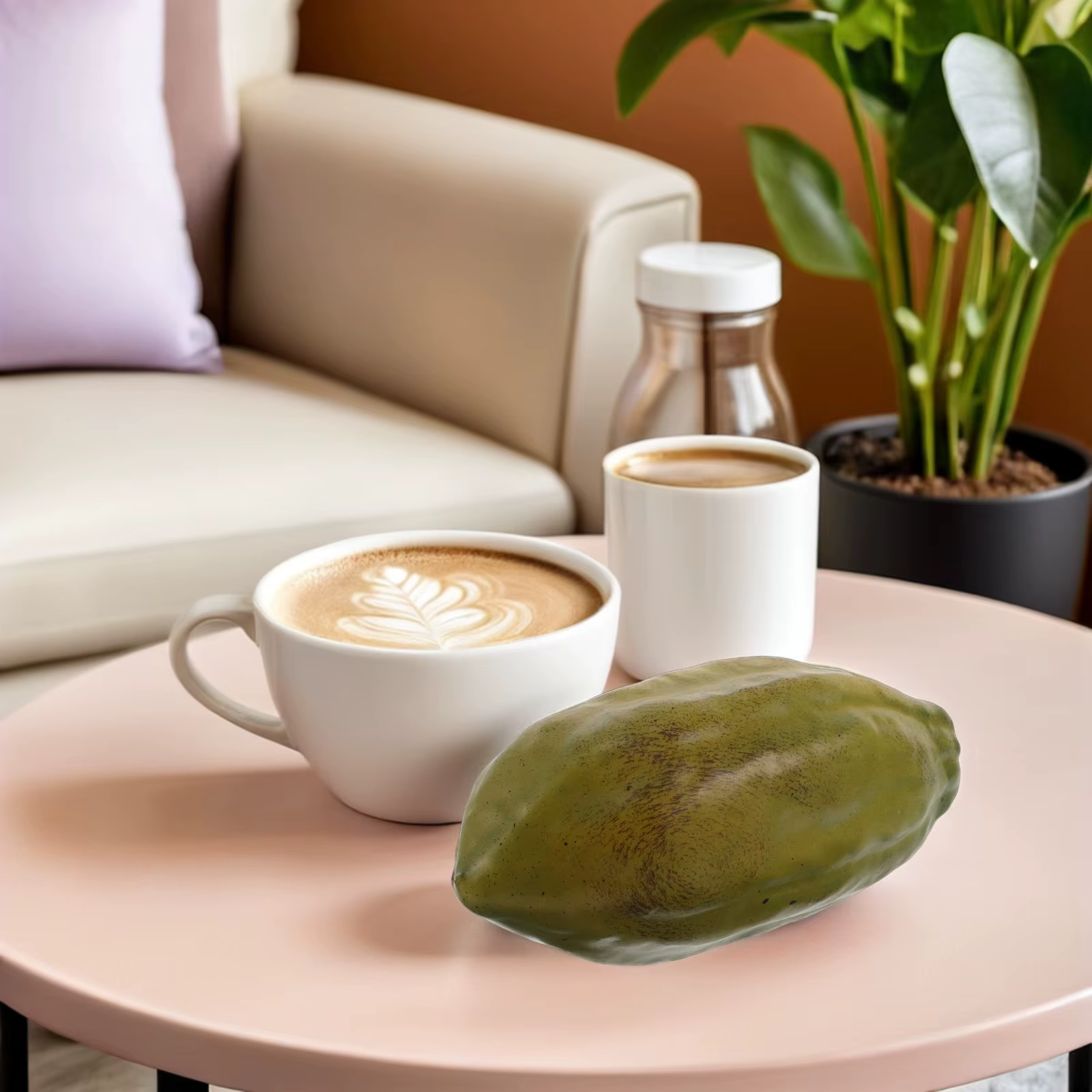 Faux fruit de cacao réaliste, fruit de café artificiel, accessoire de table vert, ornement de cacao simulé pour café, fête, décoration intérieure