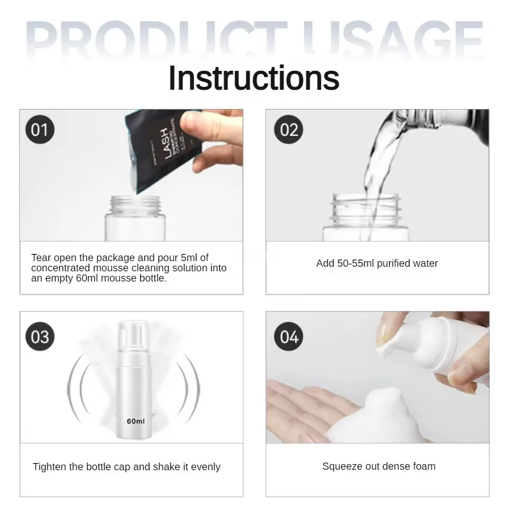 50/25 pièces dissolvant d'extension de cils avec ensemble de brosses à Mousse nettoyage