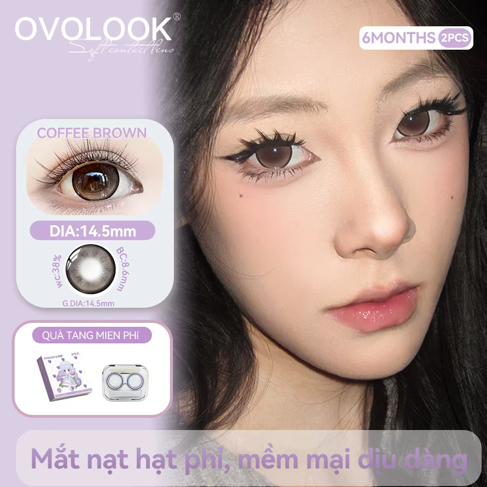 OVOLOOK - 2 lentilles de contact colorées de grand diamètre bleues/marron/grises/noires pour les yeux avec correction