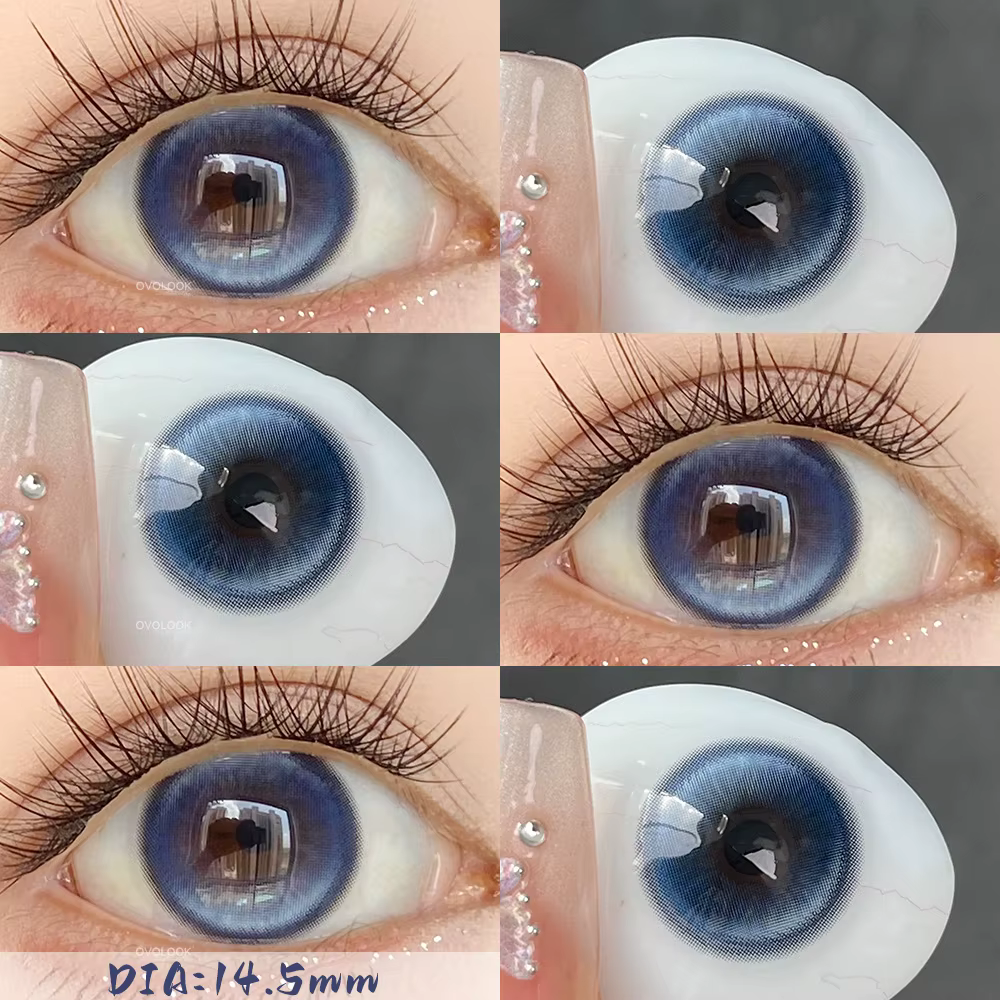 OVOLOOK - 1 paire (2 pièces) de lentilles de contact colorées intelligentes effet agrandissement des yeux