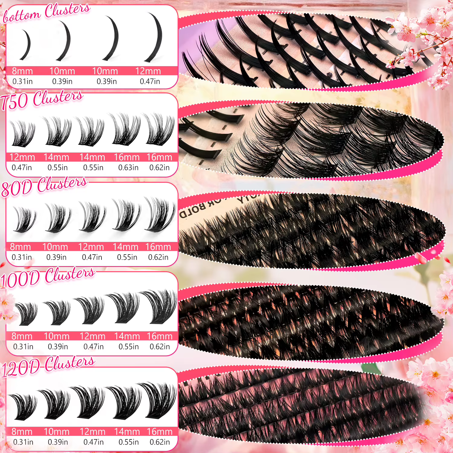 EIMNY 699PCS Cils en grappe Manga avec cinq designs