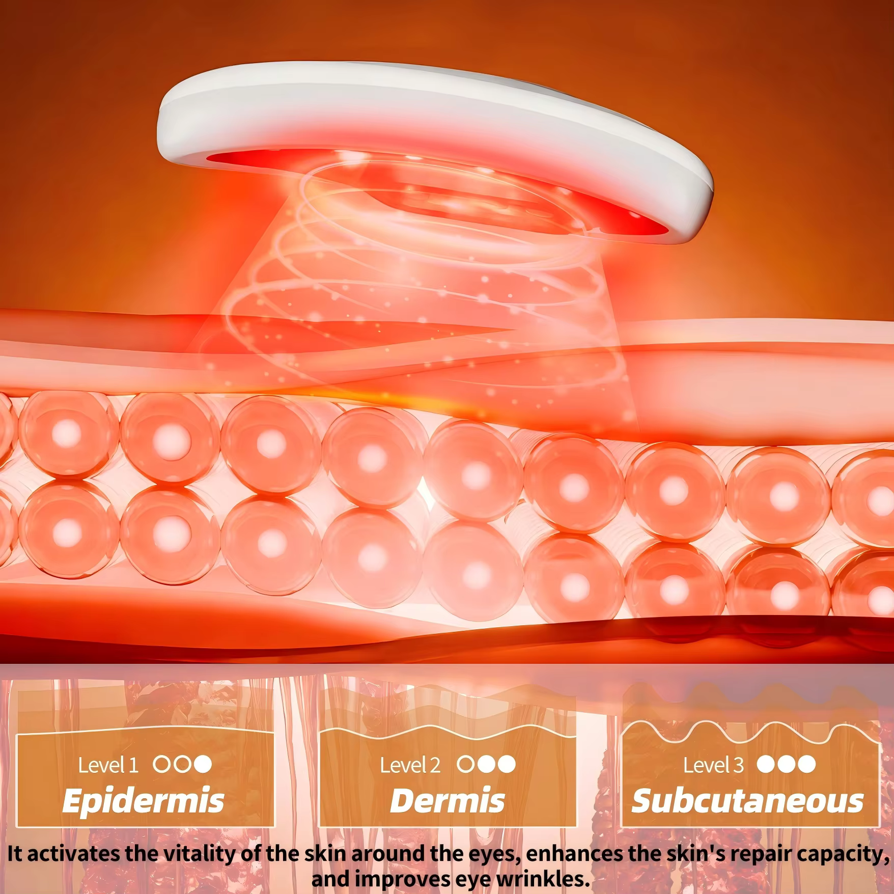 Appareil de massage des yeux EMS Redlight avec patchs pour les yeux