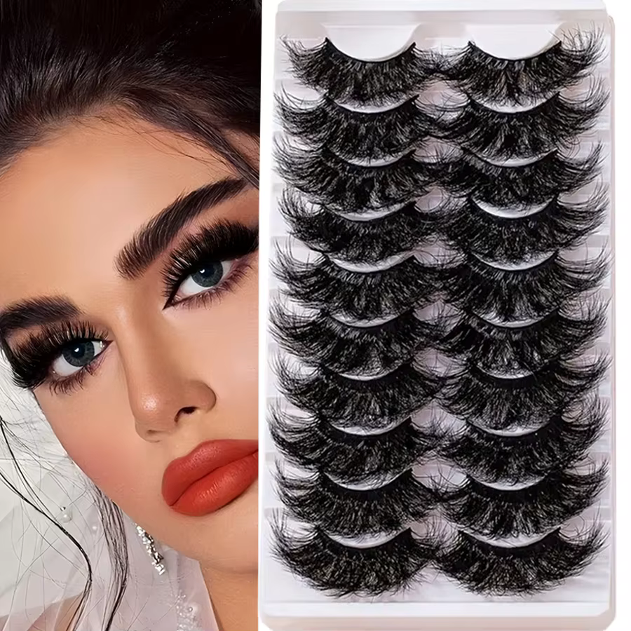 10 paires de faux cils volumineux