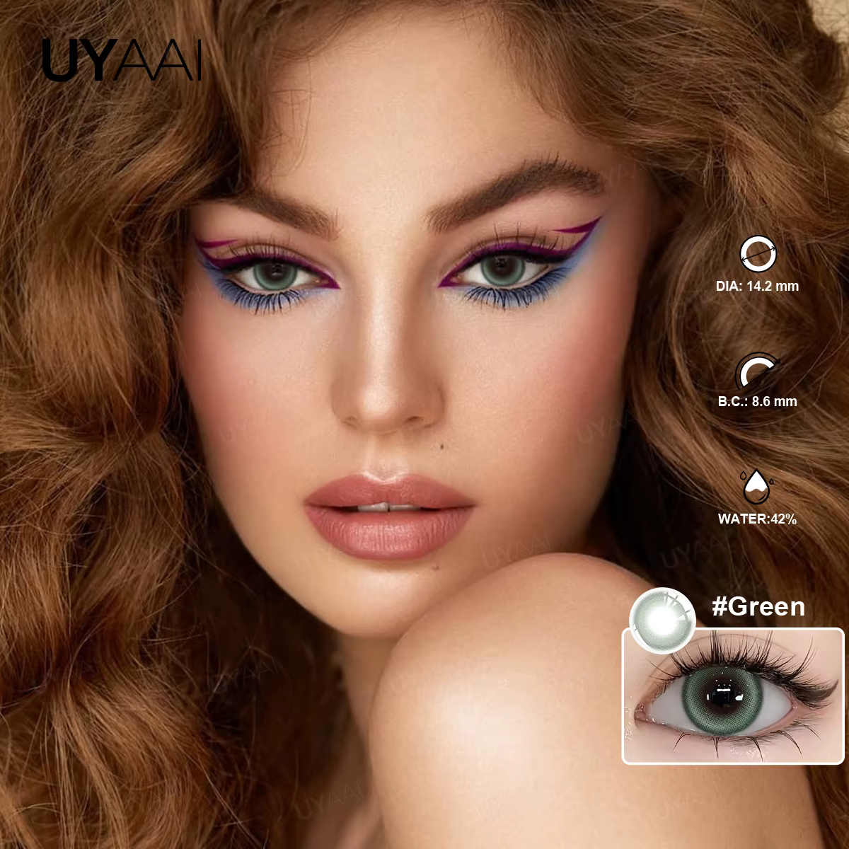 UYAAI lentilles de contact de couleur naturelle pour les yeux pupilles gris glacé lentille verte