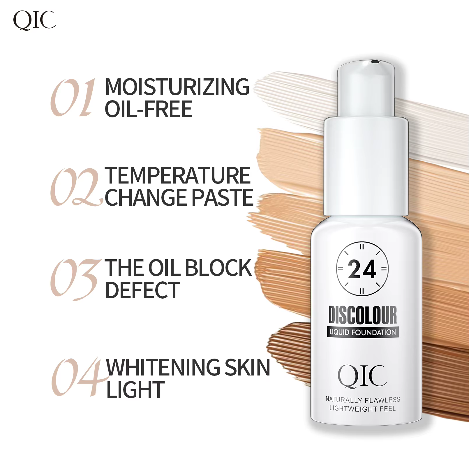 QIC 30ML fond de teint couleur changeante Base de maquillage visage nu couverture complète correcteur mat