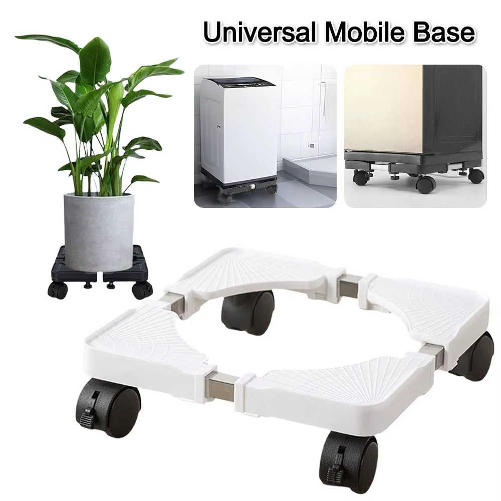 Base mobile universelle à 4 roulettes, Support réglable en hauteur, Base de réfrigérateur, Base à roulettes robuste pour le linge