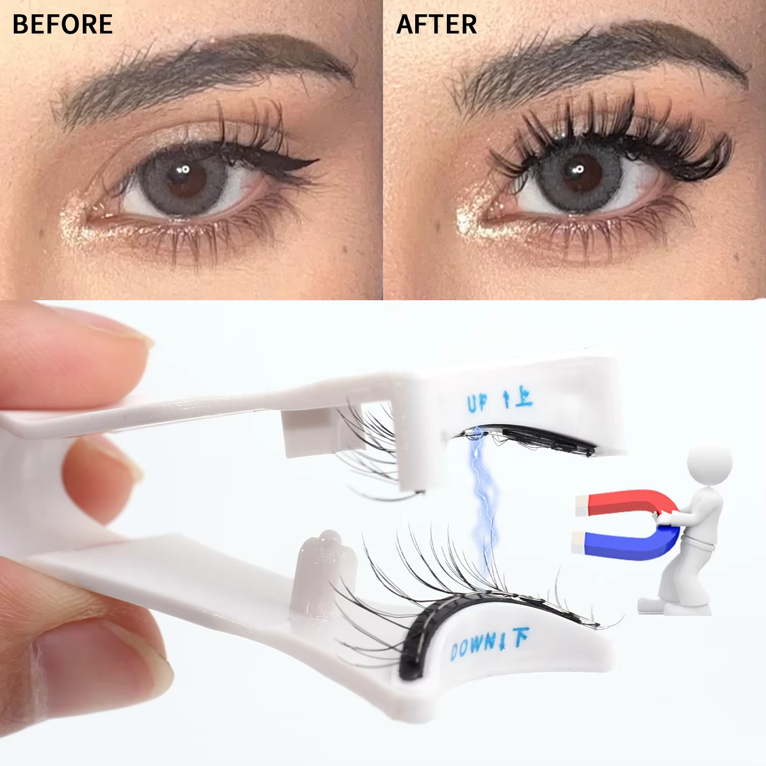 Ensemble de faux cils magnétiques 3D professionnels avec pince à épiler