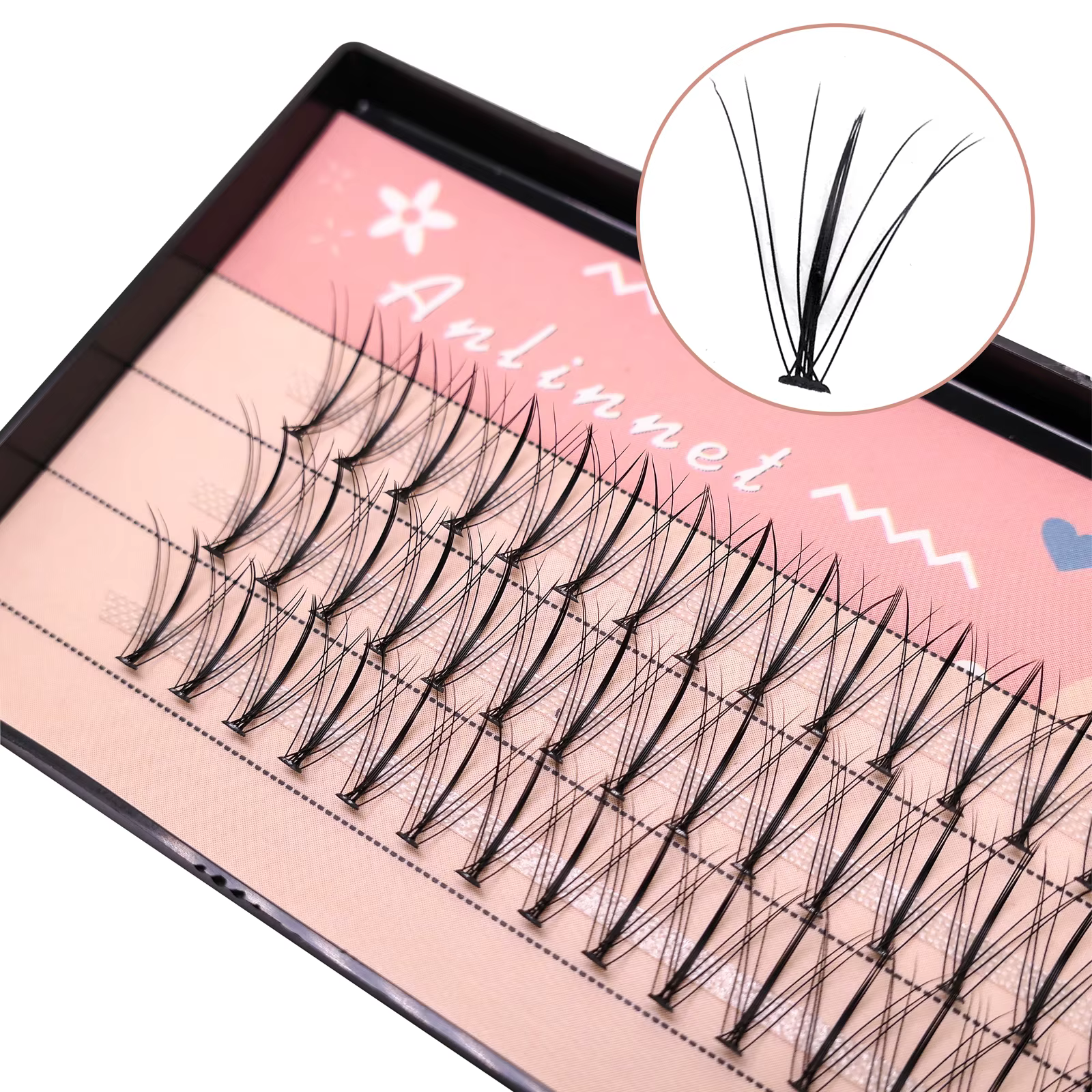 Anlinnet 60 bouquets de cils en forme de sandwich