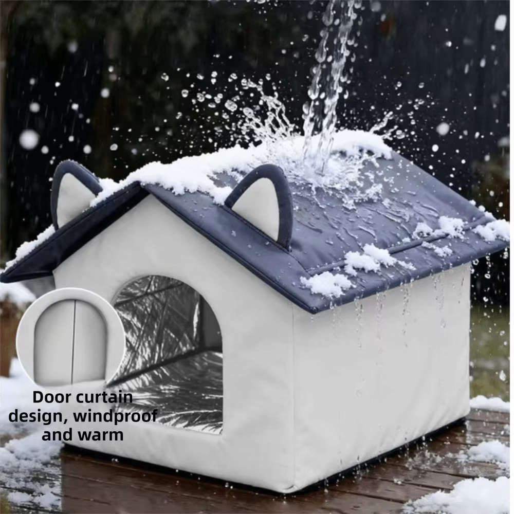 Maison d'extérieur chaude pour chat, coupe-vent, Base résistante à l'humidité, abri pour chat errant, conception fermée, nid d'hiver étanche pour chat