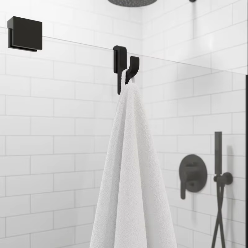 Crochets pour porte de douche, blancs et noirs, pour porte en verre de 6 mm d'épaisseur, faciles à installer, pour peignoirs, serviettes, vêtements, sans perçage
