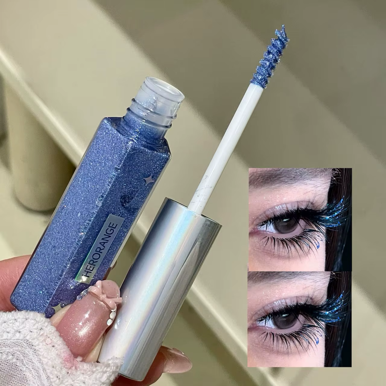 Mascara pour cils bleu diamant