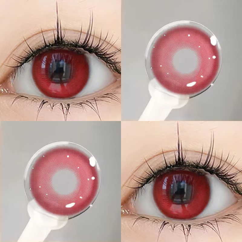Lentilles de couleur naturelle pour les yeux, 2 pièces, lentilles de Contact de couleur annuelle pour les yeux, beauté rouge, mode, lentilles d'animation de grand diamètre, cosmétiques