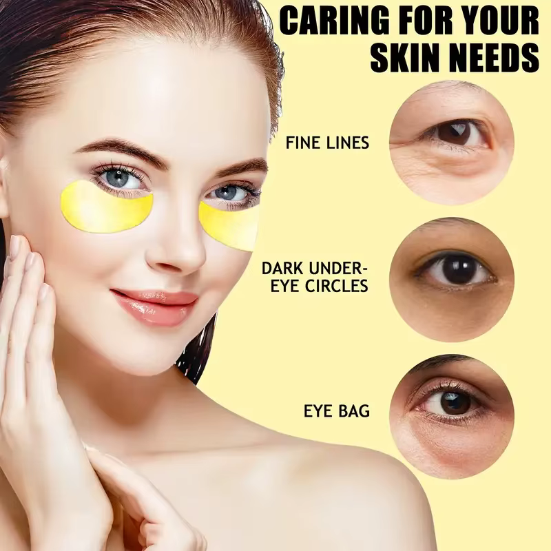 Masque pour les yeux dorés contient du collagène et de l'aloe vera - Patch hydratant hypoallergénique adapté à tous les