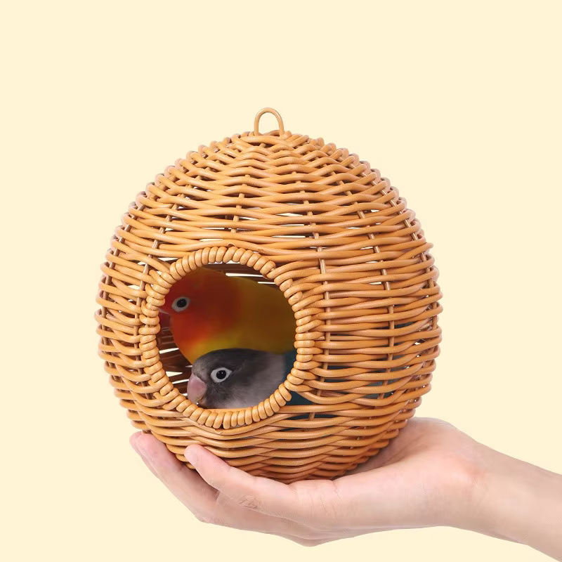 Nid d'oiseau fausse herbe tissée à la main Cage à oiseaux maison perroquet canaire tourtereau perruche calopsitte faux herbe tissée à la main à couver cabane d'oiseau