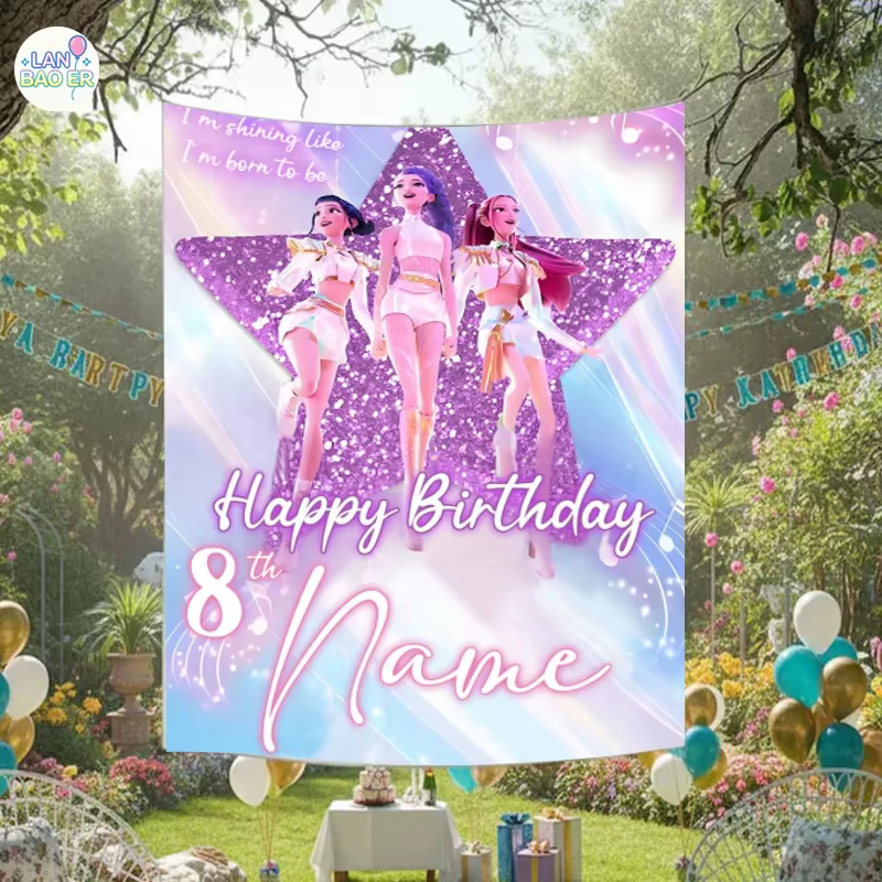 Toile de fond personnalisée pour fête d'anniversaire, fond en vinyle personnalisé avec ballons pour stand Photo, Table douce, décoration murale