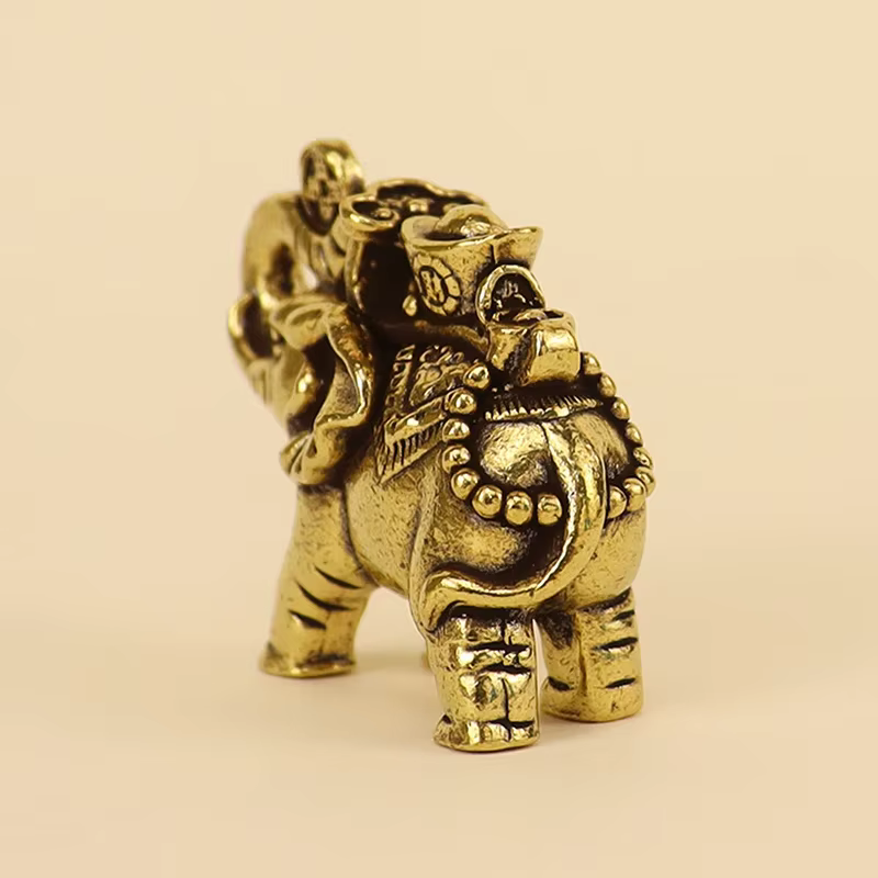 Figurines d'éléphant en laiton, figurines d'éléphant porte-bonheur, décoration de salon, figurines d'éléphant miniatures, accessoires miniatures