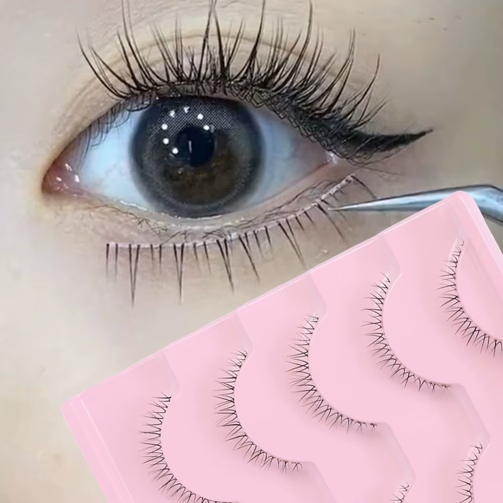 5 paires de cils inférieurs épais Pack bande transparente sous