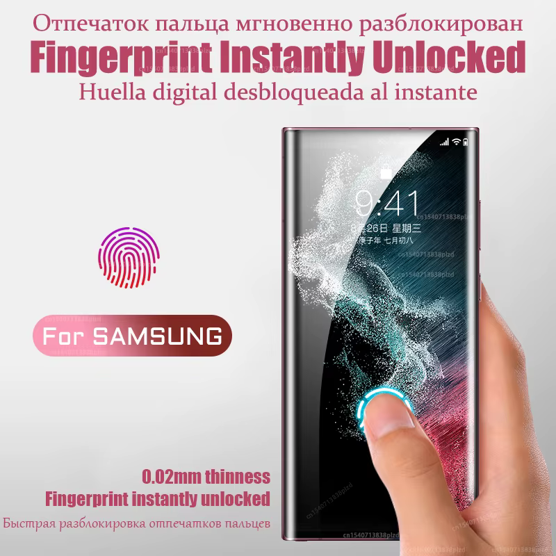 Film Hydrogel 8P pour Samsung Galaxy S26 S25 S24 S23 S22 S21 S20 Plus Ultra FE Protection d'écran Note 20 10 S10 A56 A55 A35 A54 5G