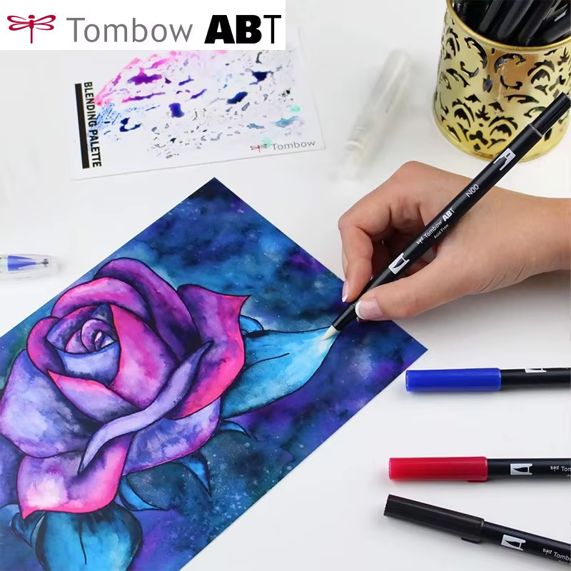 Tombow-Ensemble de marqueurs d'interconnexion, stylo brosse pour touristes à pointe souple en nylon ABT, manuel de dessin non CUSafe sans purge, papeterie japonaise, 10 pièces