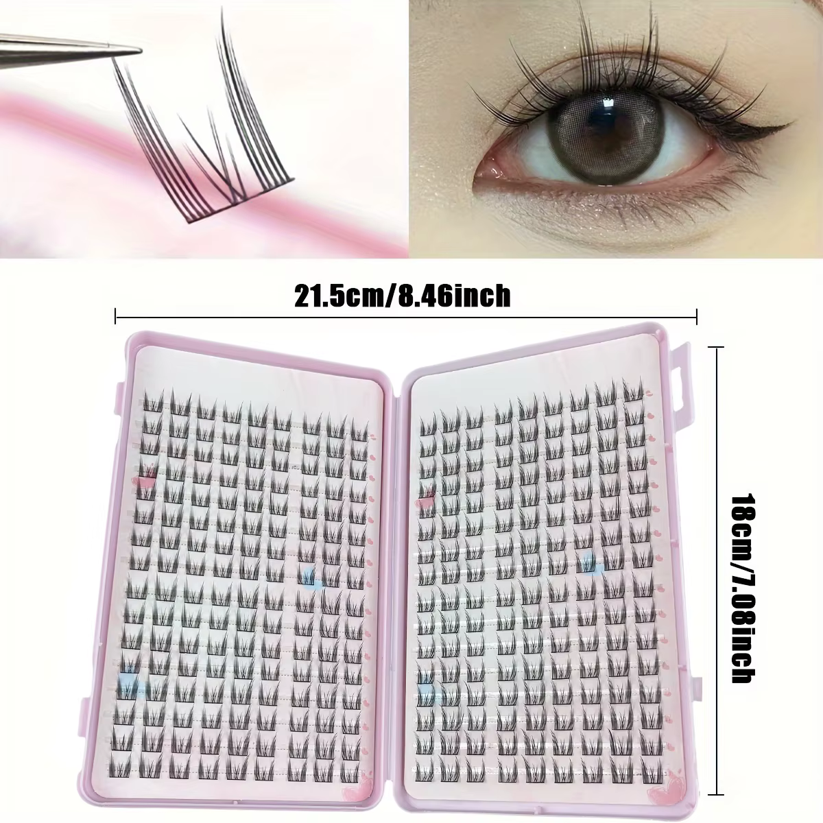 288 grandes cils avec œil de chat pointu C-Curl 10-14Mm