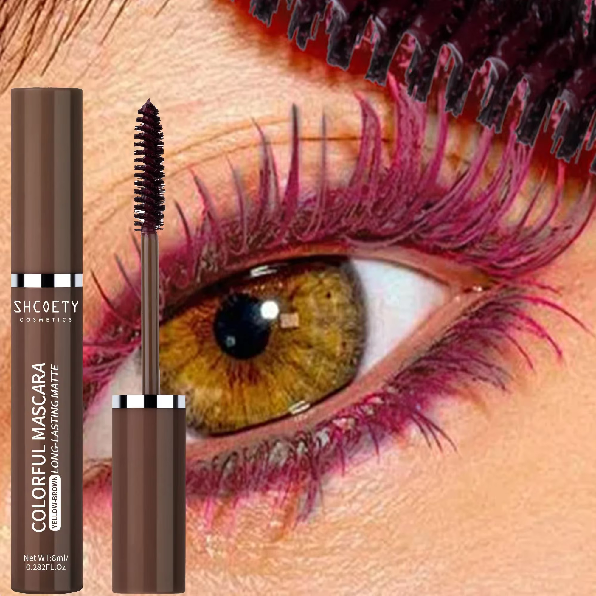 Mascara de couleur rouge vin