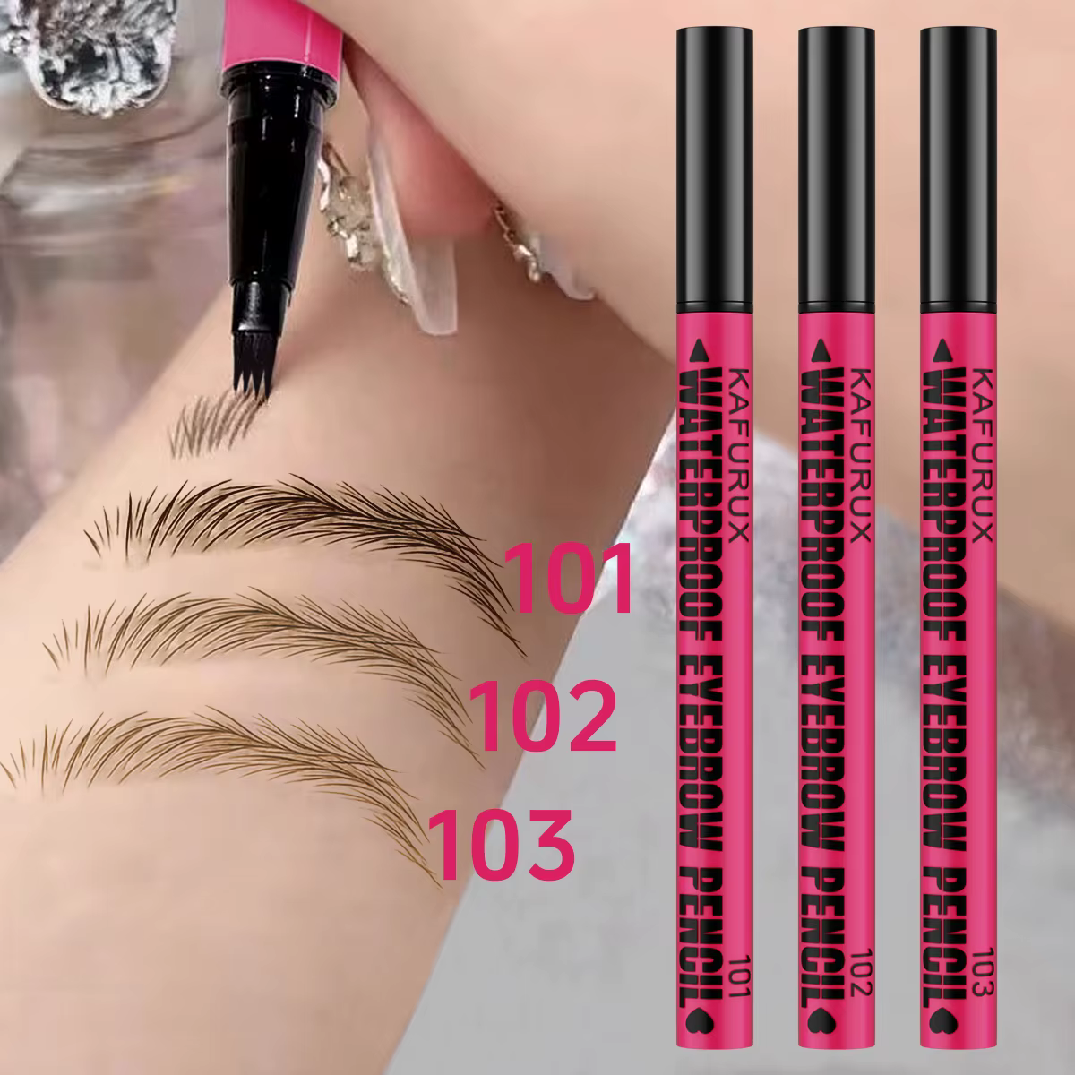 Stylo à sourcils étanche 3 couleurs