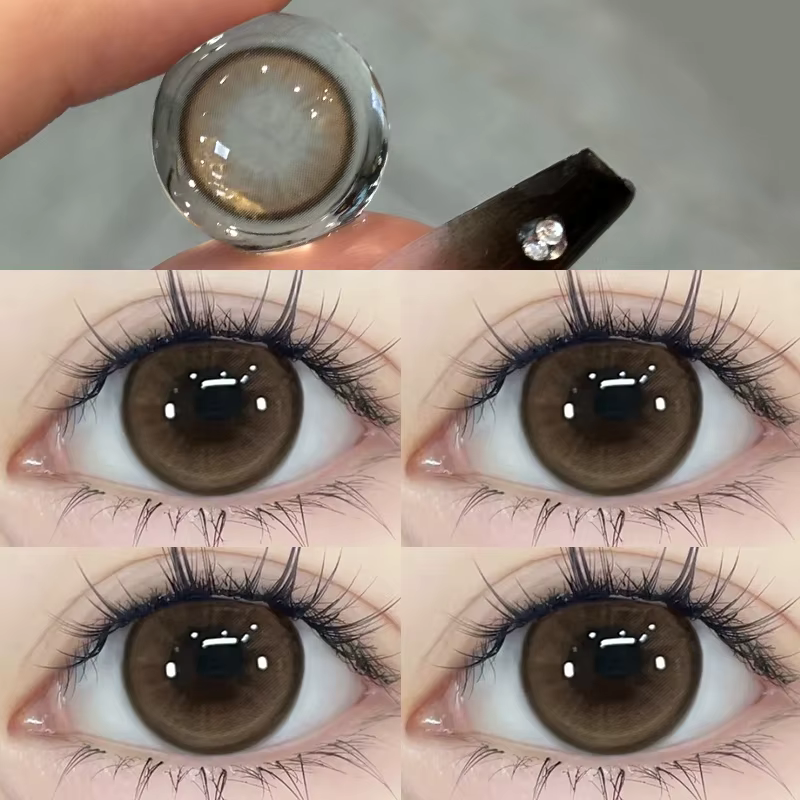 YIMEIXI 2 pièces Contacts colorés pour les yeux Nature marron