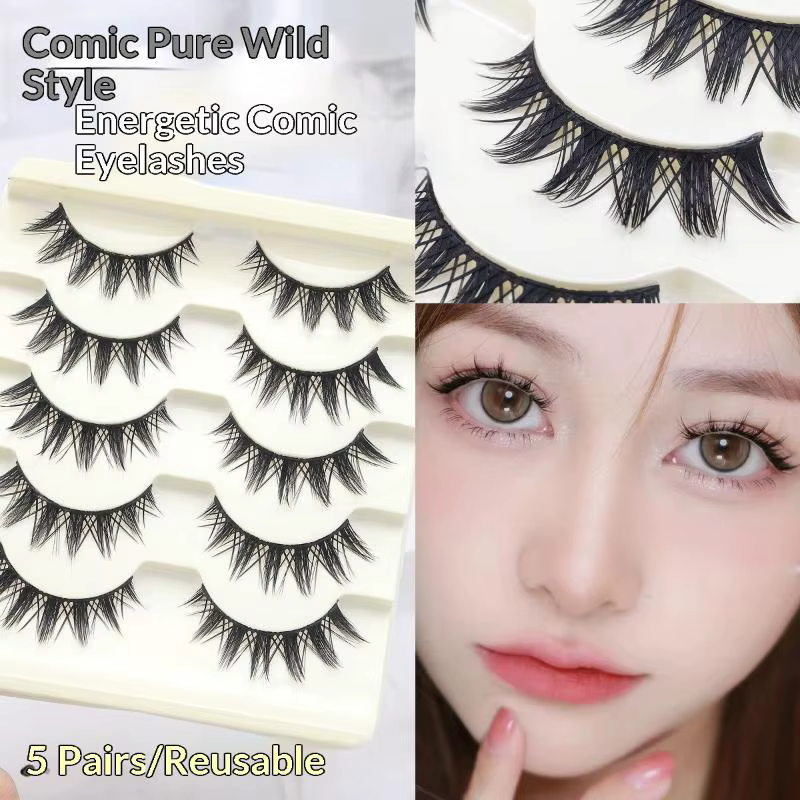 5 paires de faux cils Manga pour cosplay