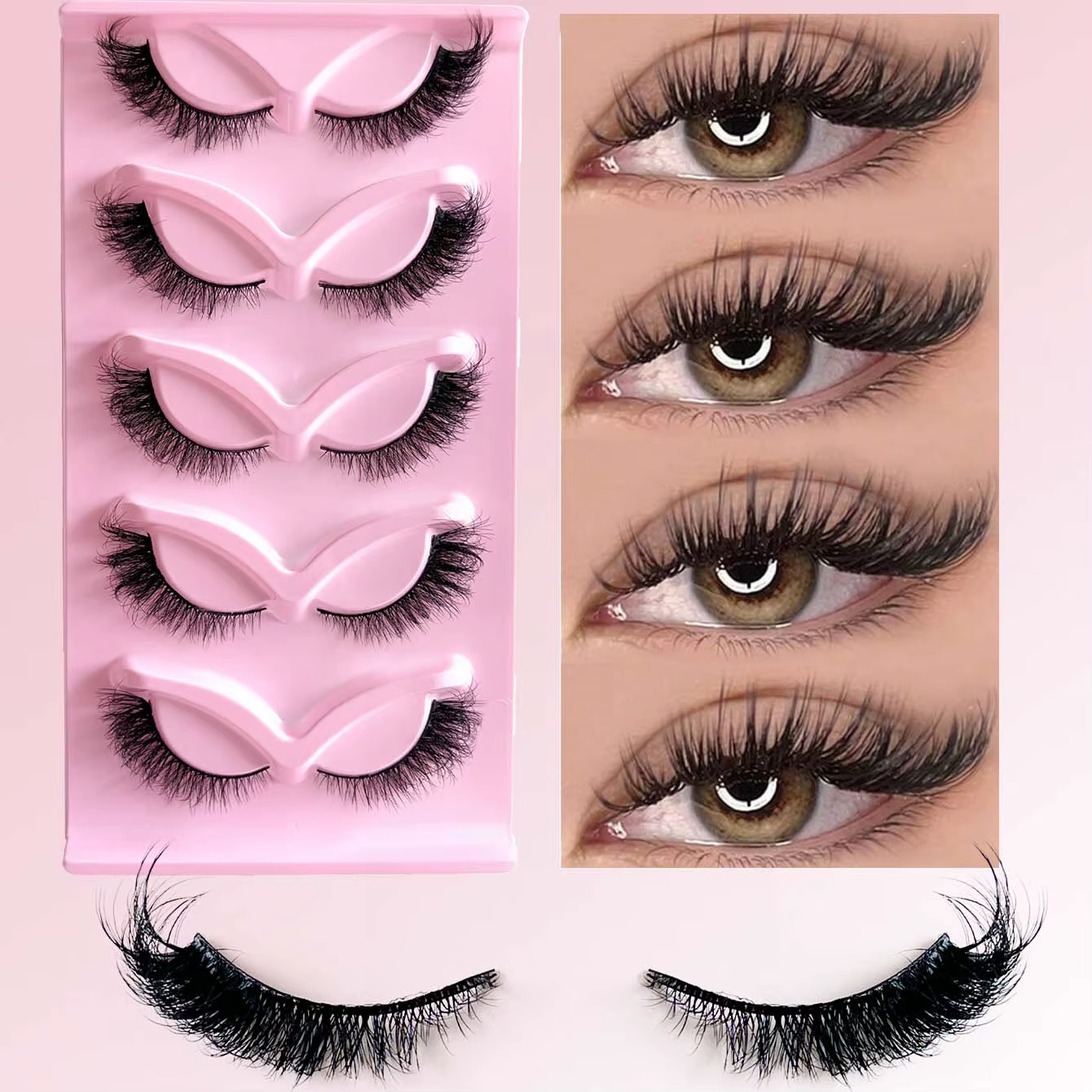5 paires de faux cils en faux vison effet œil de chat