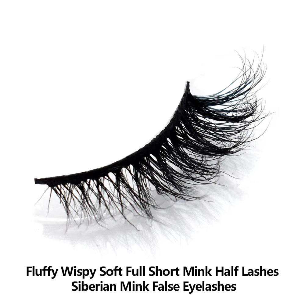 Demi-cils en vison, cils artificiels doux et moelleux