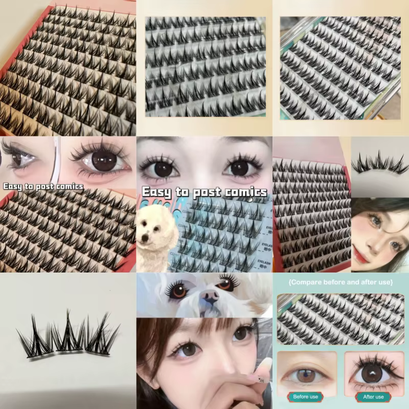 Faux-cils série chiot, grappes simples