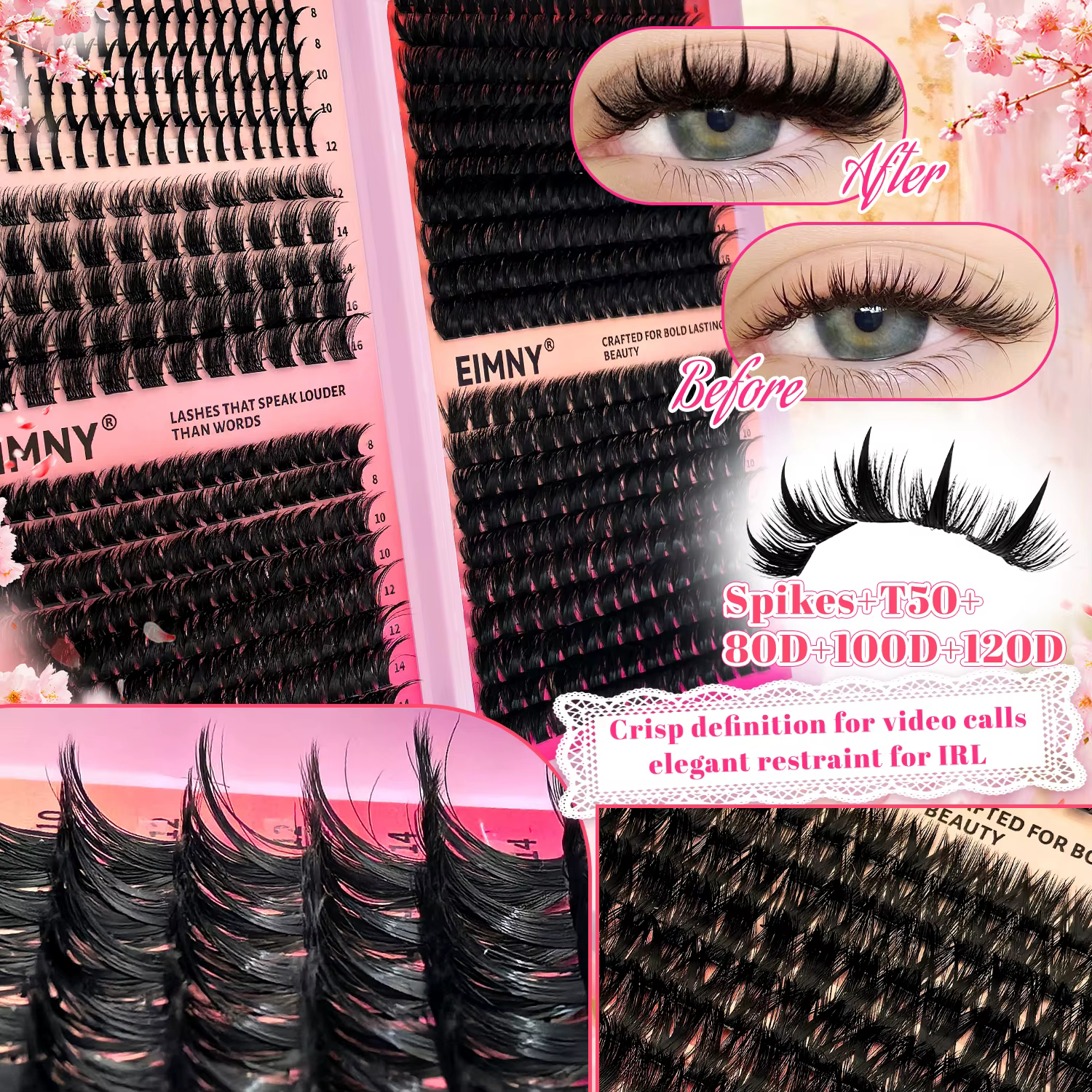 EIMNY 699PCS Cils en grappe Manga avec cinq designs