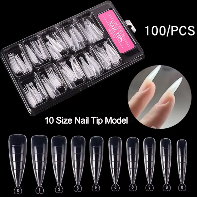 100 pièces/boîte ongles conseils ensemble complet acrylique faux doigt UV Gel vernis rapide faux ongles pointe manucure outils Nail Art bricolage outils Kit