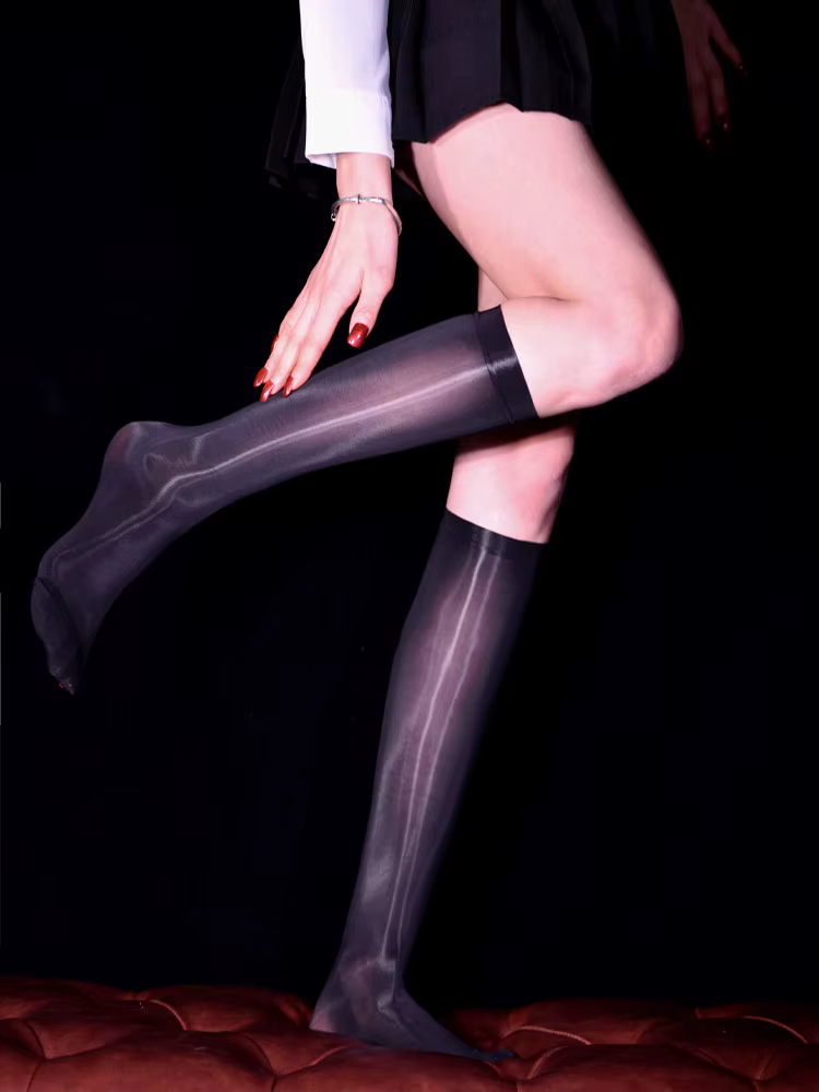 Bas sexy transparents en nylon pour femmes, chaussettes au-dessus du genou, brillant, bonbons, document, été, 912 broches, 8D