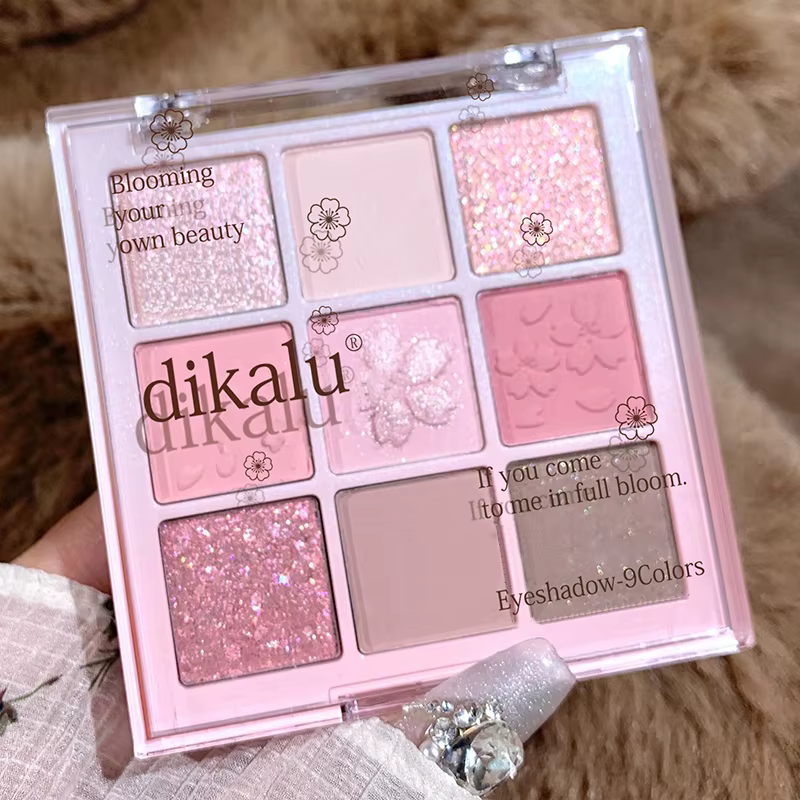 DIKALU 9 couleurs Sakura fard à paupières Palette paillettes mat faible Saturation rose marron nu maquillage miroitant Pigments pour les yeux longue durée