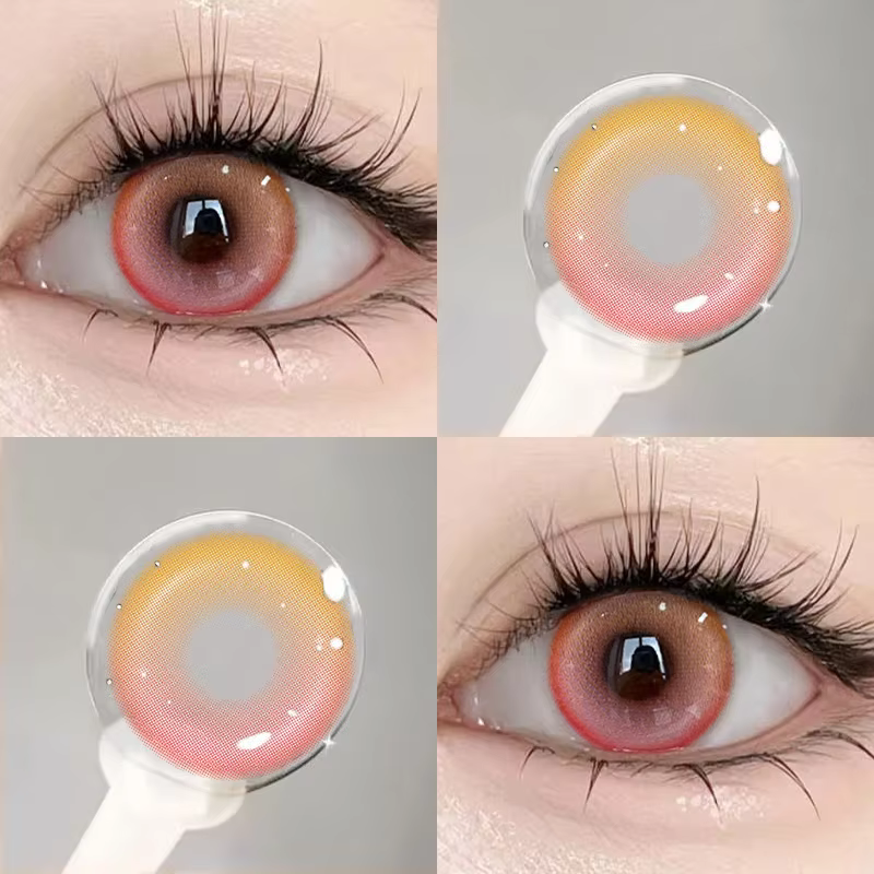 Lentilles de couleur naturelle pour les yeux, 2 pièces, lentilles de Contact de couleur annuelle pour les yeux, beauté rouge, mode, lentilles d'animation de grand diamètre, cosmétiques