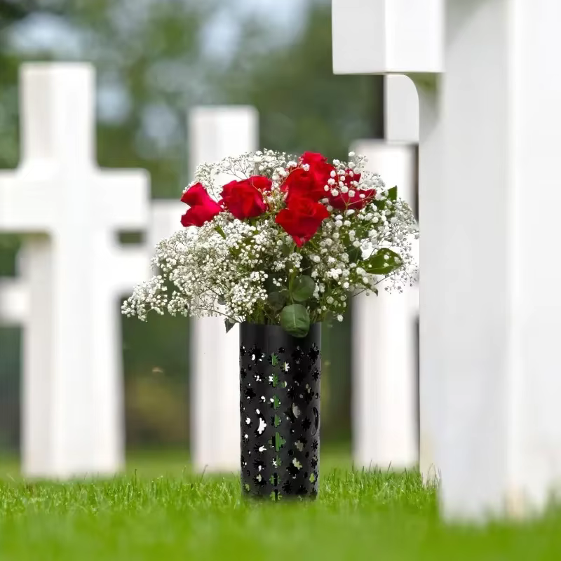 Vases de cimetière commémoratifs avec piquet, porte-fleurs pour tombes, décoration extérieure pour pierres tombales, fleurs artificielles pour tombes